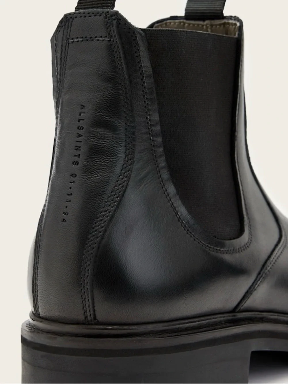 All Saints CREED LEATHER CHELSEA BOOTS Men's Black Chelsea Lug Boots Sz 45